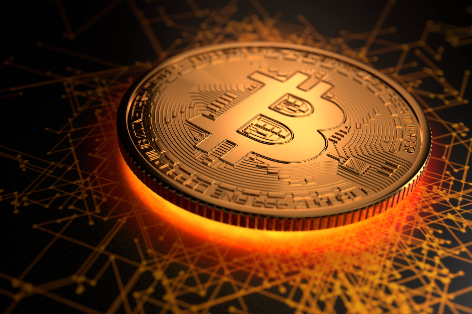 Bitcoin underside orange glow free image download