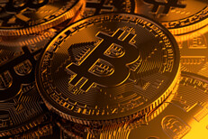 Photo of random Bitcoins Photo showing random pile of Bitcoins with camera focused on center coin