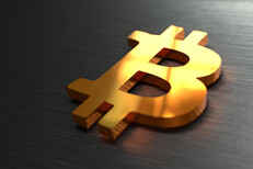 Bitcoin B on stainless steel Bitcoin B logo on stainless steel surface with reflection