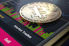 Bitcoin mobile trading app Bitcoin on mobile trading app screen showing volume and market trades