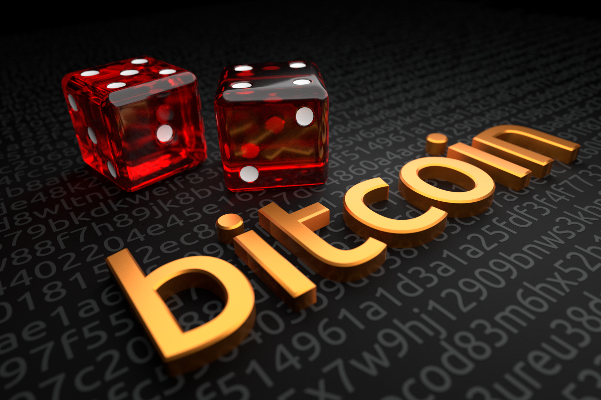 Bitcoin text with dice free image download