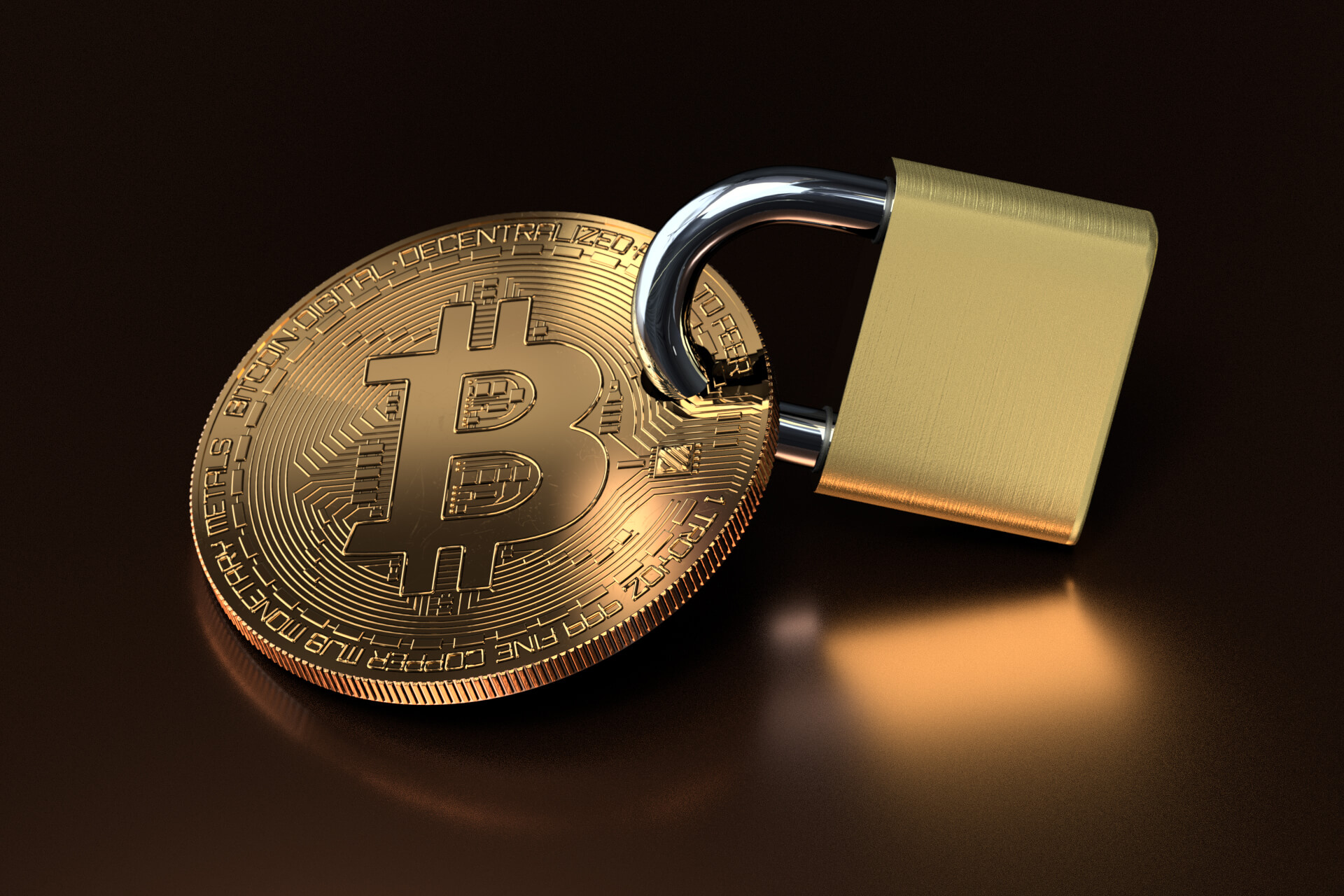 Bitcoin secured with padlock free image download