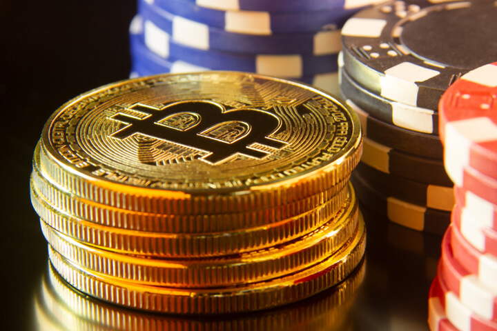 Bitcoins stacked with poker chips free image download