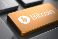 Metallic orange bitcoin keyboard key Laptop keyboard with bronze metallic Bitcoin key