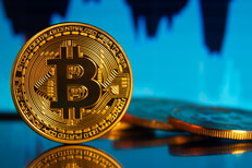 Bitcoin on edge with area chart free image download