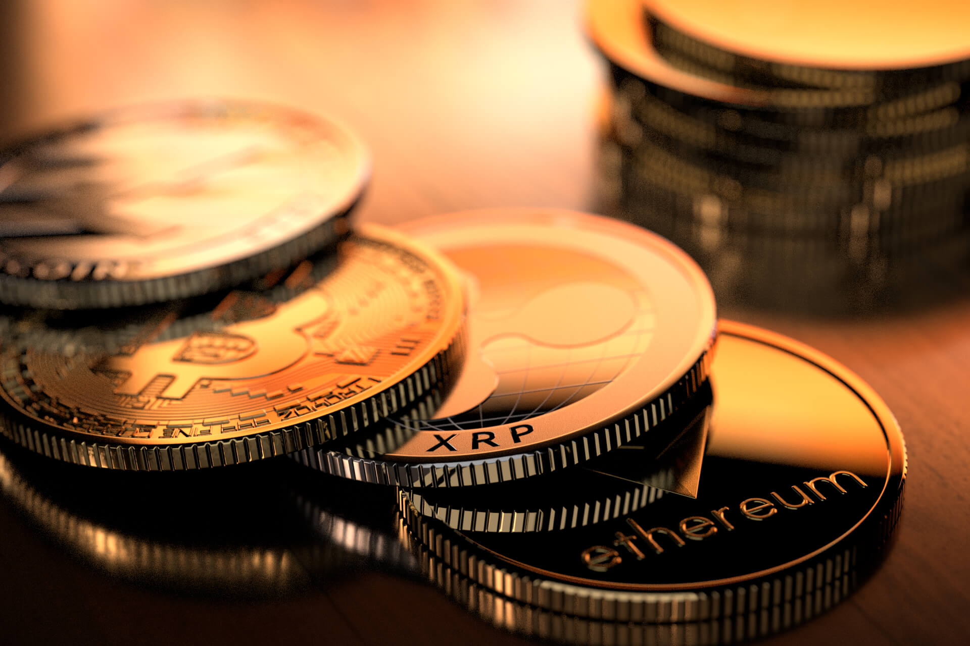 Crypto coins in morning light free image download