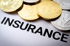 Crypto insurance concept photo Photo of crypto insurance concept with Bitcoin, Monero, Litecoin, Ethereum, and Zcash coins