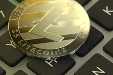 Litecoin on laptop keyboard Free photo of Litecoin cryptocurrency token on laptop keyboard