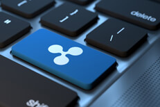 Laptop Ripple keyboard key Laptop keyboard with blue Ripple cryptocurrency key