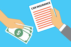 Buying a car insurance policy Hands holding cash and a car insurance policy