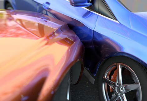 Two car accident to illustrate insurance concept