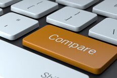 Keyboard with Compare key Laptop keyboard with Compare key for price comparison concept