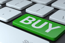 Keyboard with Buy key Laptop keyboard with large green Buy key to represent buying online