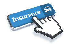 Blue car insurance button with 3D mouse pointer