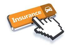 Gold car insurance button with 3D mouse pointer