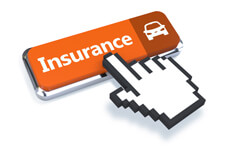 Orange car insurance button with 3D mouse pointer