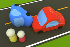 Cartoon rollover accident Cartoon-like 3D render of rollover accident