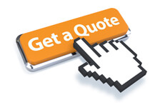 Mouse pointer on gold Get a Quote button 3D mouse pointer on gold Get a Quote button isolated on white background