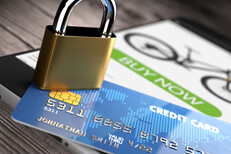 Secure mobile payments Mobile phone with credit card and padlock concept for secure mobile payments