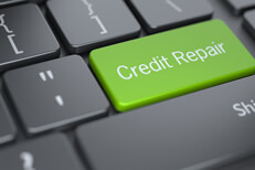 Credit repair keyboard key Concept image of credit repair with dark laptop keyboard