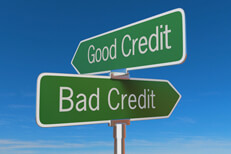 Good and bad credit street sign Street sign with good credit and bad credit pointing in opposite directions