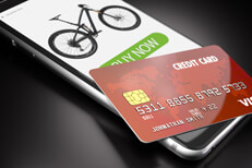 Buy now mobile credit card iPhone showing buy now button with credit card