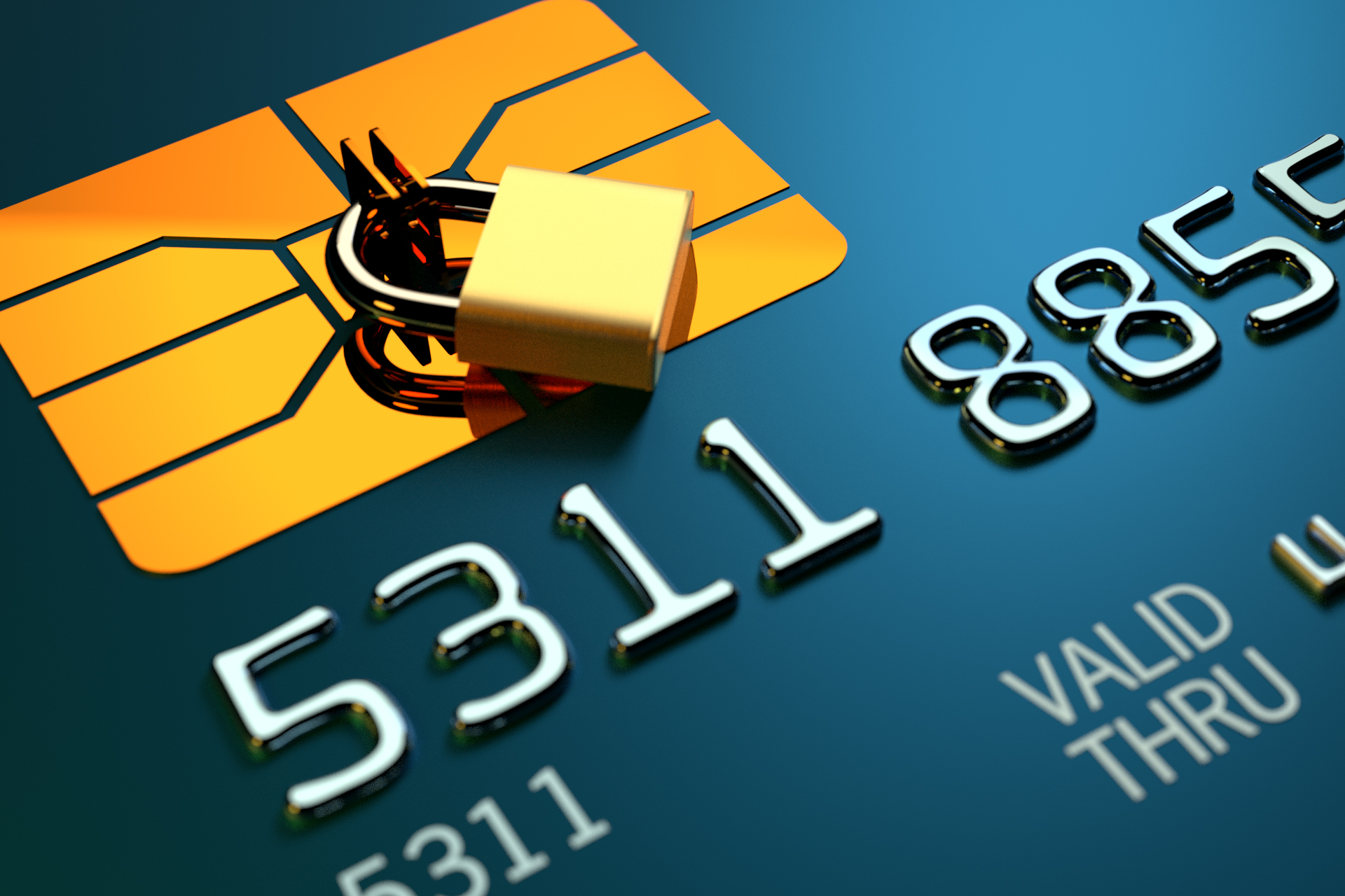 Close up of EMV chip and padlock free image download