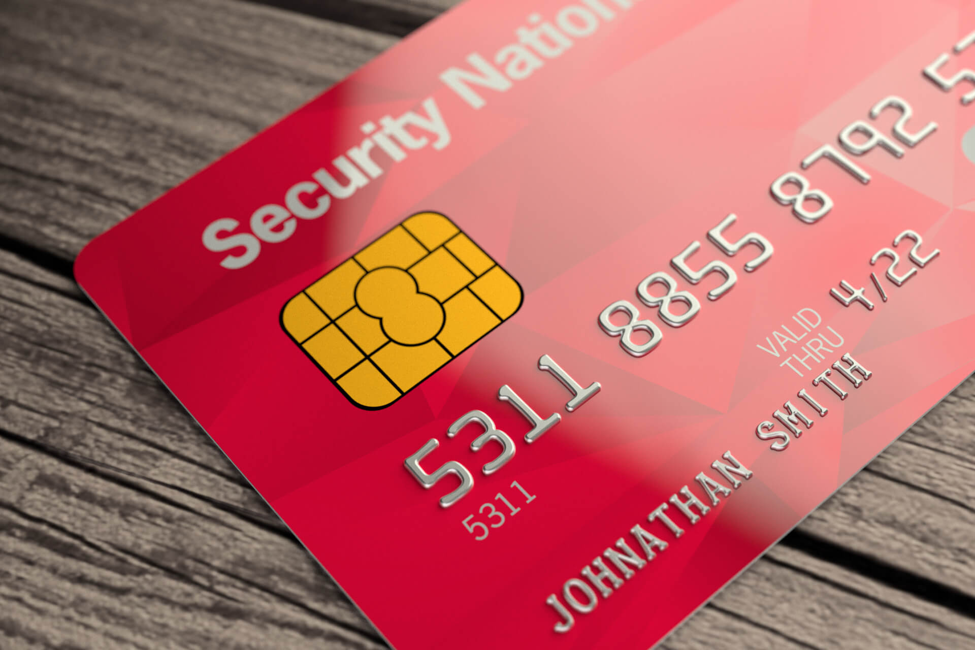 Red credit card on wood free image download