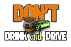 Don't drink and drive illustration Illustration with Don't drink and drive text with DUI crash concept in front