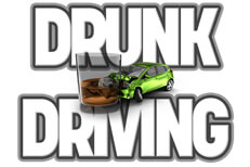 Drunk Driving text with DUI crash Illustration with black Drunk Driving text in background with DUI crash concept in front