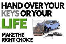 Hand over your keys or your life Illustration with text Hand over your keys or your life with DUI accident concept in lower right