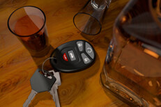 Whiskey shots with car keys Shot glasses and whiskey bottle with car keys on bar DUI concept free drunk driving image