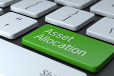Keyboard with green Asset Allocation key Laptop keyboard with large green Asset Allocation key concept for adjusting online portfolio