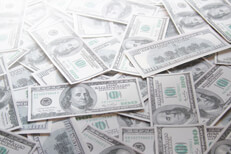 Scattered 100 dollar bills Scattered 100 dollar bills with corner highlight