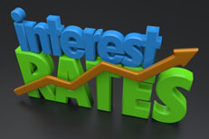 Interest rates up arrow Free concept image showing words interest rates with upward trending arrow