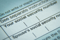 Close up of Social Security number Close up photo of Social Security field on IRS form 1040